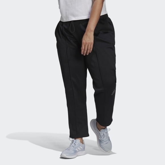 Adidas 3X Zoe Saldana Crop Pant Primegreen Tricot Women Black High Rise Sweats - Picture 1 of 12